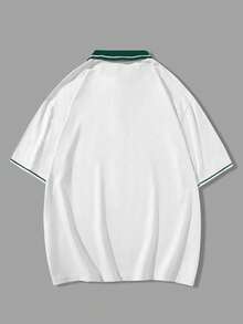 男士夏季休闲美式学院风/街头风 CALIFORNIA 短袖 Polo 衫，适合居家、户外、都市、日常、休闲、青年、简约、校园、复古、百搭、高品质、优雅、个性化、运动等场合。 - 白色 - 查看 5