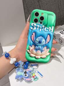 Disney Lilo & Stitch Phone Case With Stitch Charm And Stitch Lanyard - Cute Stitch Protective Case With Lotus Flower And Meditating Pose Design, Equipped With Delicate Stitch Decorative Lanyard And Beaded Bracelet For Easy Carrying, Compatible With IPhone 17, 16, 15, 14, 13, 12, 11 Pro Series, Ideal For Birthdays, Holidays, Anniversaries, Graduation Gifts, Or Any Special Occasion To Surprise Family, Friends, Classmates, And Loved Ones. - trắng - Xem 6