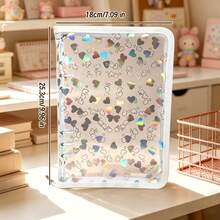 6 Colors A5 PVC Photocard Binder Holographic Heart Clear Photo Album Sticker Organizer Book With Zipper 6-Ring Loose Leaf Collect Book - A5 - View 4