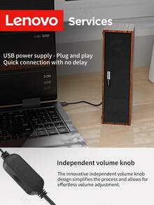 Lenovo 联想 C01 台式电脑音箱，配备 HiFi 立体声，USB 供电多媒体条形音箱，低音强劲，音量可调，适用于 PC、笔记本电脑、游戏和办公设备。 - 查看 11
