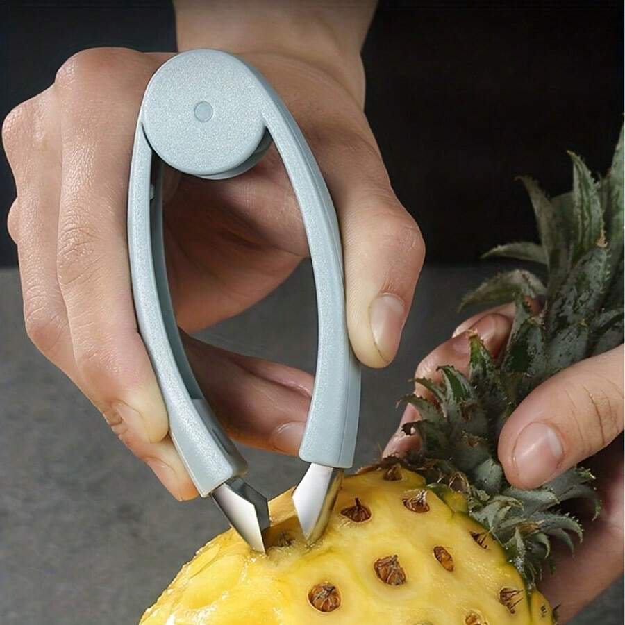 1pc Stainless Steel Pineapple Strawberry Corer And Seed Removal Tool With Ergonomic Handle - Heavy-Duty Kitchen Tool Suitable For Fresh Pineapples, Strawberries, Kiwis, Apples, And Melons - Durable Metal Fruit Preparation Tool With Sharp And Precise Tips And Anti Slip Grip - Multicolor - View 1