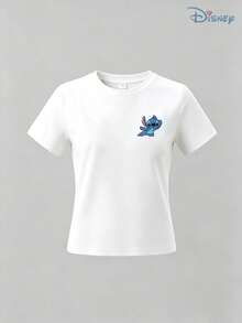 Kids' Disney Lilo & Stitch "Vintage Disneyland 1955" Double-Sided Graphic T-Shirt, Retro Stitch Tee, Soft Breathable Casual Top, Ideal For Theme Parks, Family Vacations, School, Playground & Everyday Wear - trắng - Xem 3