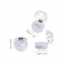 Transparent Plastic Jewelry Storage Box - Octagonal Crystal-Like Design, Ring & Earring Organizer, Suitable For Proposal, Anniversary - Black - View 2