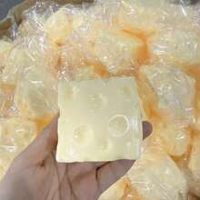 2.8 Inch Giant Yellow Cheese Slow Rebound Soft Squeeze Stress Relief Toy, Novelty Food Decor Gift Suitable For Party & Birthday, Soft Squishy Cheese, Squishy Dumpling, Stress Relief Toy, Soft Squishy - Cheese - View 6