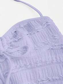 Top de tirantes con cuello halter y pliegues en Y2K - Púrpura malva - Ver 4