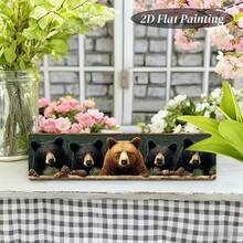 2D Flat Design, 1 Piece Of Vintage American Black Bear Metal Wall Decor, Featuring Pine Cone And Autumn Leaf Elements-Rural Farmhouse Style Decoration, 16inchx4inch Flat Bear Plaque, Suitable Home, Cafe, Office, Garage-Pre-Drilled Holes Easy Installation, 2D Flat Shape - 1pc - 查看 9