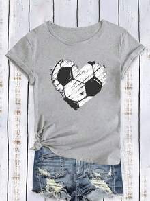 Women's Limited Edition Short-Sleeved Sports T-Shirt, Comfortable And Stylish, Suitable For Sports And Daily Life, With Football Design, Made Of Lightweight Cotton. - 黑色 - 查看 9