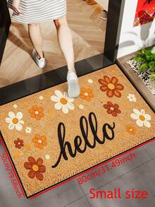 1pc Hello Daisy Floral Print Doormat, Non-Slip Water-Absorbing Entryway Mat, Machine Washable Low-Profile Front Door Mat, Anti-Dirt Indoor/Outdoor Carpet, Suitable For Porch/Kitchen/Bathroom, Housewarming Gift - 1PC - View 2