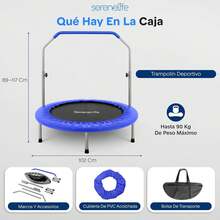 SereneLife Portable And Foldable Trampoline - 36" Rebounder For Home Use, Body Exercise And Fitness - Updated Version - SLSPT365 MUVR - Deep Blue - 102cm - View 7
