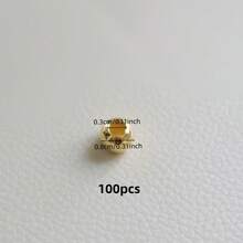 10/20/50/100pcs Faux Pearl Large Hole Plastic Beads, Silver/Gold/Acrylic DIY Loose Beads For Jewelry Making Accessories - Gold - View 19