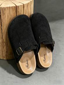 Women's Adjustable Metal Buckle Sandals, Women's Flat Shoes [Runs One Size Small]Black Sandals, Women's Clogs, Mule Shoes, Loafers, Clogs, Flat Shoes, Women's Sandals, Apartment Slippers, Summer Fashion Thick Sole Slippers, Women's Slippers, Women's Flat Sandals, Women's Outdoor Slippers, Women's Summer Shoes - Black - View 3
