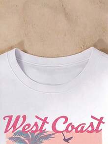 Women's Casual T-Shirt With Western Style Graphic Print, Short Sleeve, Drop Shoulders, Round Neck, Perfect For Summer Urban Wear, 100% Cotton - 白色 - 查看 7