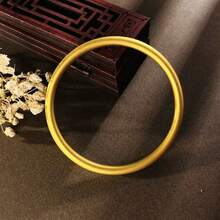 1 pieza Brazalete de bangle de círculo sólido, apto para uso diario - Dorado - Ver 1