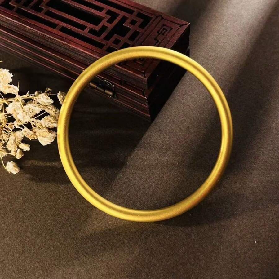 1 pieza Brazalete de bangle de círculo sólido, apto para uso diario - Dorado - Ver 1