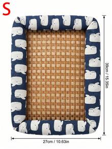 Dog Cooling Mat With Non Slip Bottom And Raised Edge Pillow Durable Woven Dog Bed For Small To Medium Pets Washable Dog Crate Pad Ideal For Indoor Floor Use Breathable Pet Cooling Mat Cat Bed Essentials Puppy Dog Stuff Supplies - Khaki - View 15