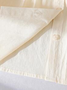 Young Girl Lace Collar Embroidered Button-Front Long Sleeve Blouse - Apricot - View 6