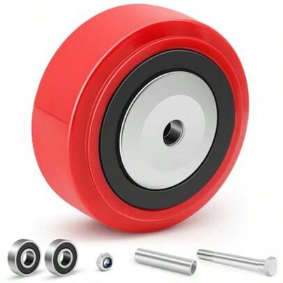 5 Inch Caster Wheel Polyurethane On Polyolefin Core Wheel With Double Ball Bearing And Dust Cover 1/2" Bore Replacement Caster Wheel For Industrial Commercial Handling 800 Lbs Capacity Per