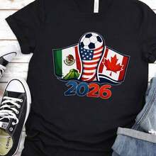 Camiseta de la Copa Mundial 2026 _ Canadáéxico EE.UU. Copa Mundial 2026 _ Camiseta de Fanático del Fútbol _ Evento Deportivo _ El Fútbol Vida - Negro - Ver 6
