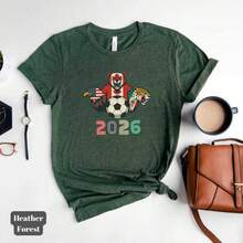 Camiseta Unisex de Cuello Redondo, Holgada, de Gran Tamaño, Casual, de Algodón Puro, Novedad Transfronteriza para la Copa Mundial 2026 - Negro - Ver 7