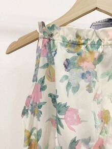 Blusa casual versátil de uso diario con estampado floral y pliegues para mujer - Multicolor - Ver 3