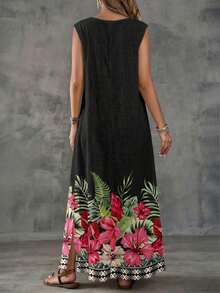 Vestido sin mangas con estampado geométrico para mujer - Multicolor 8 - Ver 2