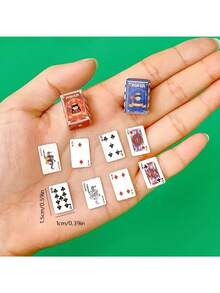 54pcs/Set Mini Creative Playing Card Model Set, Decorative Ornament Travel Game, Small Playing Cards, Suitable For Novelty Party Games And Gifts, Playing Card Accessories, Handmade, Novelty Party Game - A - View 4