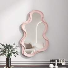 1pc Large Asymmetrical Cloud Pattern Makeup Mirror, Tabletop Vanity Mirror, Minimalist Design, Wall-Mounted, Suitable For Bathroom, Living Room, Bedroom, Ideal For Asymmetrical Makeup Mirror - 1PC - View 1