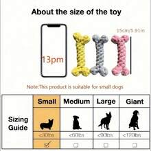 Juguete para masticar con forma de hueso de varios colores, juguete de cuerda de algodón trenzado para perros, juguete de rompecabezas para razas pequeñas y medianas - Color Aleatorio - Ver 8