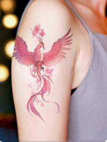 3pcs Vivid Colorful Phoenix Temporary Tattoo Stickers, Waterproof Realistic Tattoo Stickers Suitable For Women & Adults, Half Sleeve Tattoo, Body Tattoo, Can Be Used With Girlfriend - Multicolor - View 7