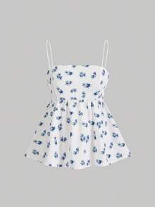 Top de mujer tipo camisola con estampado floral ditsy - Blanco - Ver 8