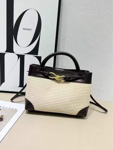BV Bottega Small Andiamo Bolso de mujer tejido a mano de cuero genuinoBolsodebolso de manotipocuboconpatróntejidoparamujer,bolsodemarca,elegantebolsodemanoparaseñorabolsaderegaloexquisita,bolsodebolso de manodelujoparamujer,bolsocruzadodemodaparamujer,adecuadoparachicas,estudiantesnivel universitariodamasdeoficina,madresdemedianaedadparausodiario,comprasoficina,clase,reuniones,citas,actividadesalairelibretambiénunregaloidealparaBolso de paja y cuero BV para mujer, estilo casual de playa y vacaciones, con lazo metálico, de un solo hombro, bandolera, bolso de mano para mujer. - Caqui - Ver 10