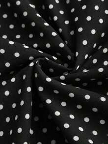 Top corto de tirantes con estampado de lunares lindo y encantador para mujer, para uso casual - Negro - Ver 5