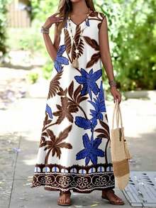 Vestido sin mangas con estampado geométrico para mujer - Multicolor 9 - Ver 4