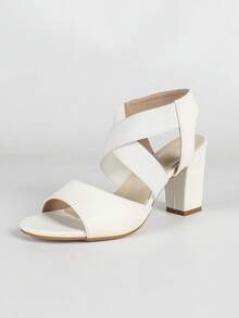 Women's Fashion Versatile Open Toe Chunky Heel Sandals,Summer Shoes - Beige - View 8