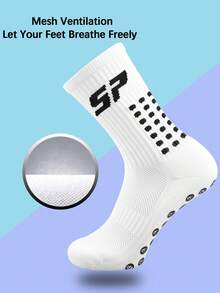 4 Pairs Men's Football/Basketball Socks With Anti-Slip Grip Pads, Sports Socks With Traction - Multicolor - View 4