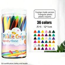 36 colores de crayones de cera no manchantes, lápices de colores para pintura infantil, manos no sucias, juego de dibujo de crayones de plástico lavable, suministros de arte de colorear fáciles - A - Ver 7