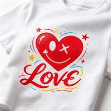 Tops para mujer juvenil de una pieza con estampado de corazones, estilo urbano, para mujer, con estampado de rostro, ropa casual de primavera/verano para exteriores. - Blanco - Ver 7