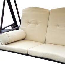 3-Seater Swing With Canopy, Beige And Brown, 121 X 208 X 172 Cm - Beige - View 5