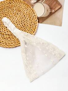 1 chiếc băng đô ren màu be, phụ kiện tóc tinh tế cho phong cách thường ngày và đường phố. - Màu be - Xem 5