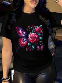 Camisetas De Calor Para Mujer1 Pieza De Ropa Casual De Moda Para Hombres Y Mujeres, Moda Femenina, Sudadera Con Estampado De Letras Y Patrones, Sudadera De Cuello Redondo Para Primavera Y OtoñO, VersáTil Para Mujeres, FáCil De Combinar, Para Uso Diario, Estilo Urbano, Ropa De Vacaciones, Ropa De Fin De Semana. - Negro - Ver 7