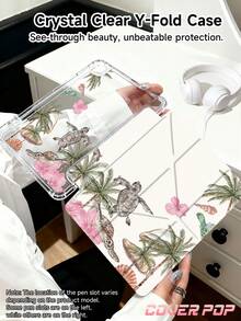 椰子树、海龟和芙蓉花图案平板电脑保护套，适用于 iPad Air 8 (M4) 2026 (11 英寸)/2026 (13 英寸)、9.7/10.2/10.5/10.9/12.9/Pro 11/A16、第十代、Galaxy Tab S6 Lite 10.4 英寸、Kindle Paperwhite 第十二代 2024、Kindle（第十一代 - 2024 年发布），提供柔软防震保护、智能睡眠/唤醒功能、Y 型折叠支架、多角度观看，是学生、情人节、节日等场合的可爱礼物。 - 彩色 - 查看 5