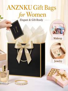 10pcs/5pcs/ Pink Gift Bags With Carrying Handle, 11 Inch Medium Gift Bags, Suitable For Birthday Party, Girlfriends Party Gift Wrapping Or Wedding Gender Reveal Valentine's Day Use. - Multicolor - View 3