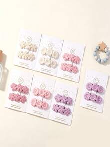 8pcs 5-Petal Flower Hair Accessories, Cute Cloth Handmade Bangs BB Clip - Multicolor - View 3