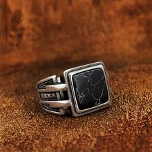1 chiếc nhẫn vuông tối giản màu ngọc lam, thiết kế thời trang unisex, món quà tuyệt vời dành cho đồng nghiệp, cha. - nhẫn - Xem 31