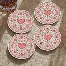 6 pièces Dessous de verre en bois peints à plat 2D, convient pour les rassemblements à la maison, les cafés, les bureaux, toutes les occasions, la décoration d'intérieur, les cadeaux de Noël - Multicolore - Voir 2