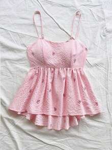 Camisola casual, holgada y sin espalda con estampado floral para mujer, ideal para vacaciones, verano, graduación, regreso a la escuela, fiesta de Pascua o uso en la playa - Multicolor - Ver 6