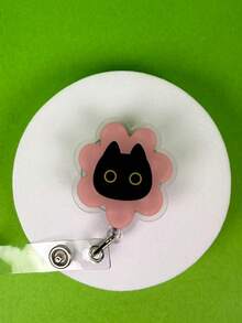 1pc Retractable Cat Badge Reel, Cute Black Cat Acrylic Expandable Badge Holder, Suitable For Nurses, Doctors, Volunteers, Teachers ID Badge, Valentine's Day, Back To School Gift - Multicolor - View 10