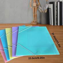 1pc/5pcs Optional A4 Size PP Elastic Band Folder, Solid Color Document Storage Folder, Durable Office Study Home Stationery - Single Piece - View 3