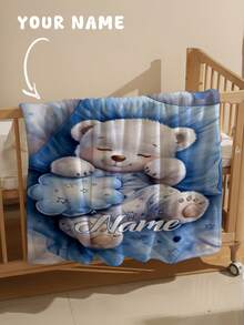 1 Stück anpassbare Text-Decke, Teddybär-Muster, personalisierte Decke, personalisierte Baby-Decke, Neugeborenen-Decke, geeignet für Muttertag, Geburtstag, Kindertag, Vatertag, Abschluss, Weihnachten, Halloween, geeignet für Zuhause Sofa, Bett, Auto, Schlafzimmer, Wohnzimmer, Sofa-Decke, Kinder-Decke - Verschiedenfarbig - Übersicht 6