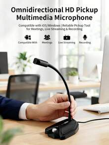 Microphone có dây Lenovo dành cho máy tính để bàn, thiết kế cần gập 360°, micro tụ điện khử tiếng ồn với jack cắm 3.5mm, ghi âm giọng nói độ nét cao, phù hợp cho chơi game, phát trực tiếp, họp trực tuyến, podcast. - Xem 9